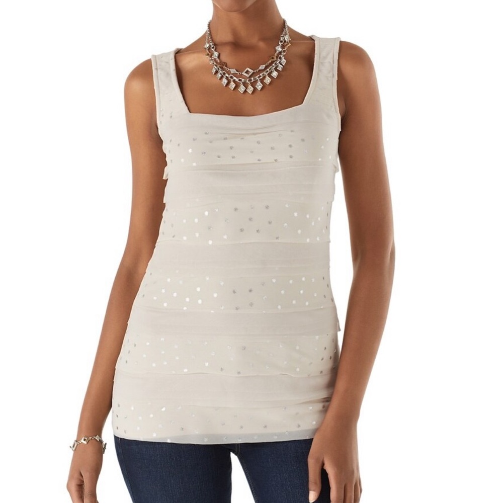 WHBM Chiffon Tiered Knit Top